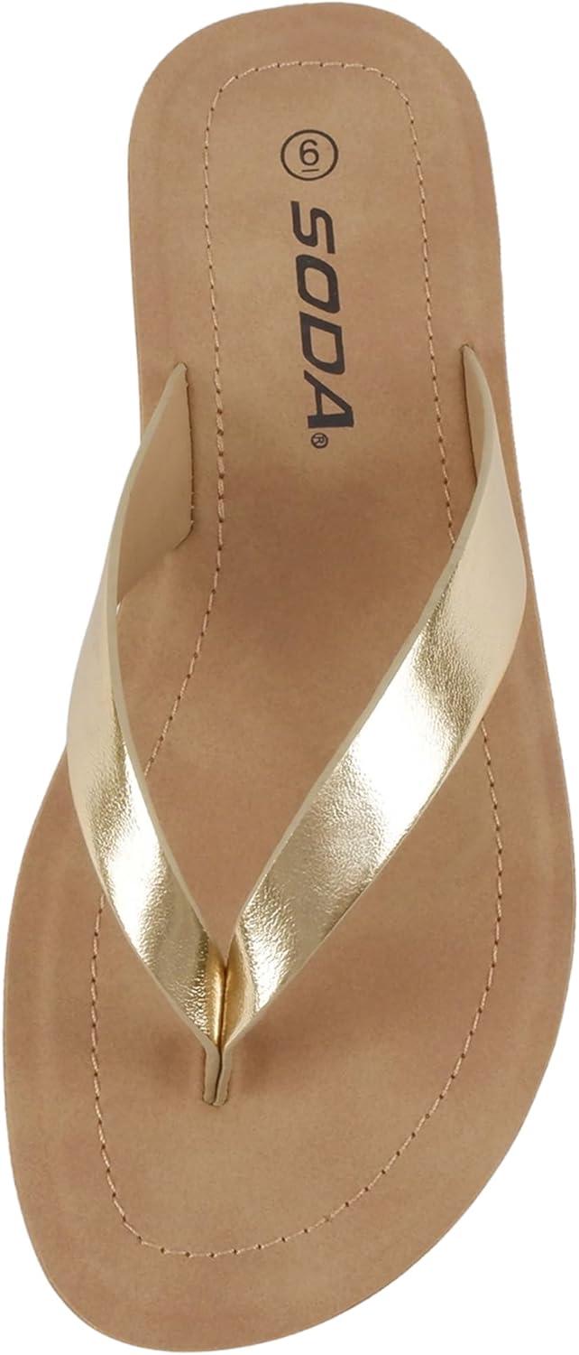 imageSoda Shoes Women Flip Flops Basic Plain Slippers Thongs Sandals Strap Casual Beach EllaSGold