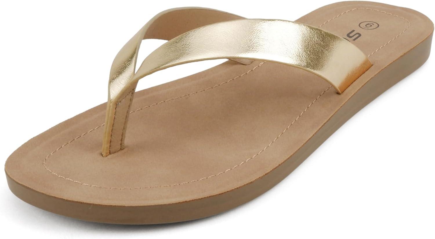 imageSoda Shoes Women Flip Flops Basic Plain Slippers Thongs Sandals Strap Casual Beach EllaSGold
