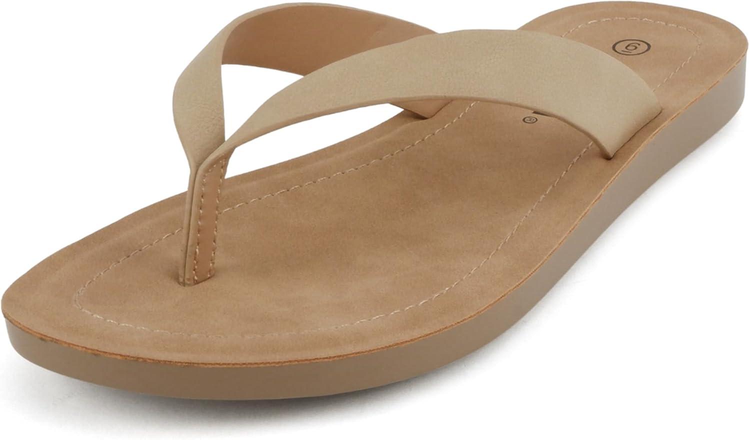 imageSoda Shoes Women Flip Flops Basic Plain Slippers Thongs Sandals Strap Casual Beach EllaSNatural Nubuck