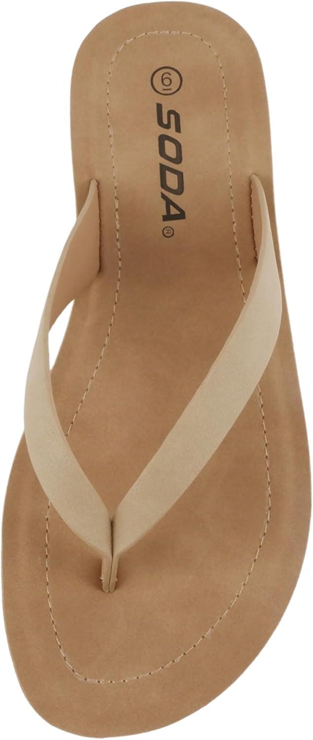 imageSoda Shoes Women Flip Flops Basic Plain Slippers Thongs Sandals Strap Casual Beach EllaSNatural Nubuck