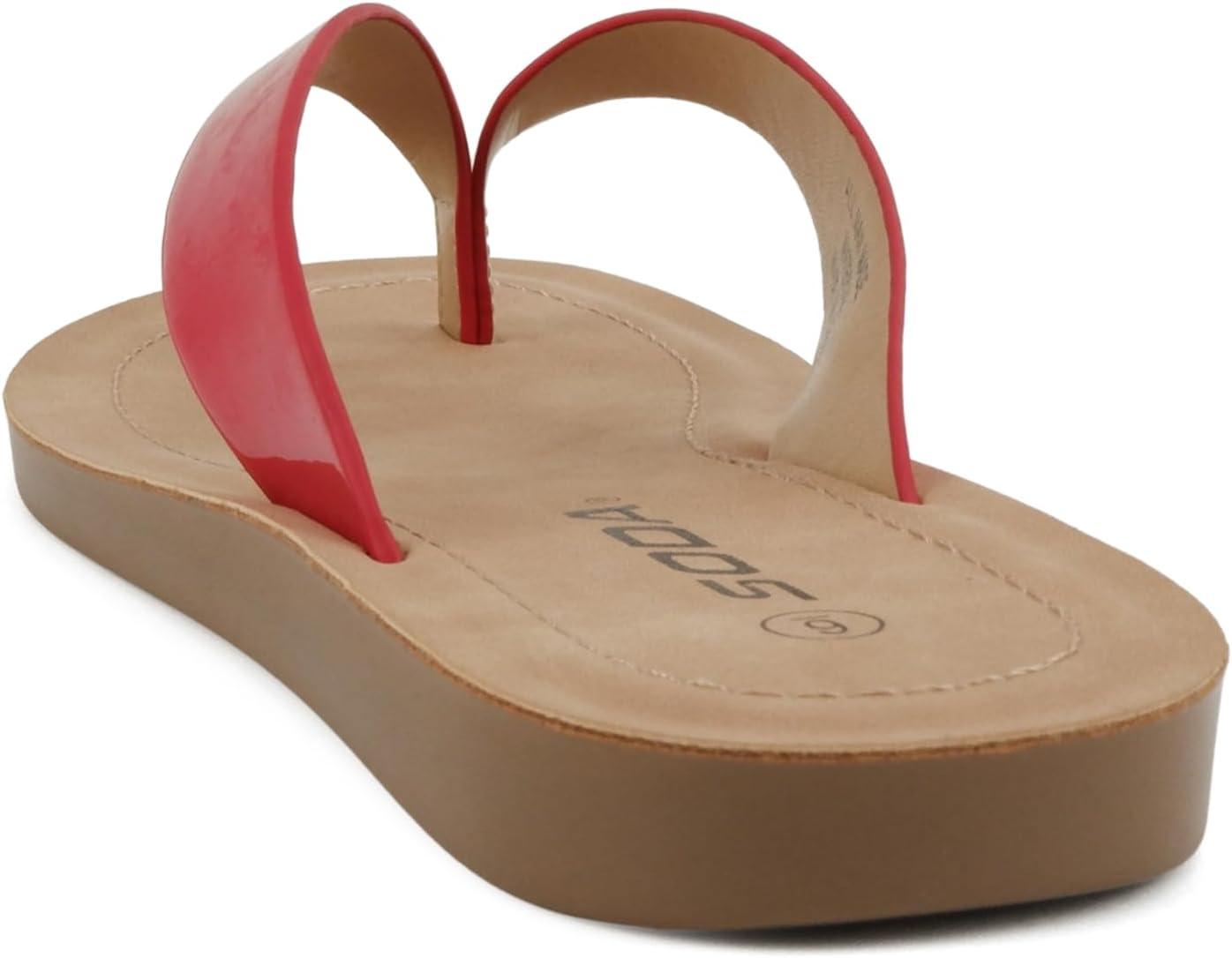 imageSoda Shoes Women Flip Flops Basic Plain Slippers Thongs Sandals Strap Casual Beach EllaSRed Patent