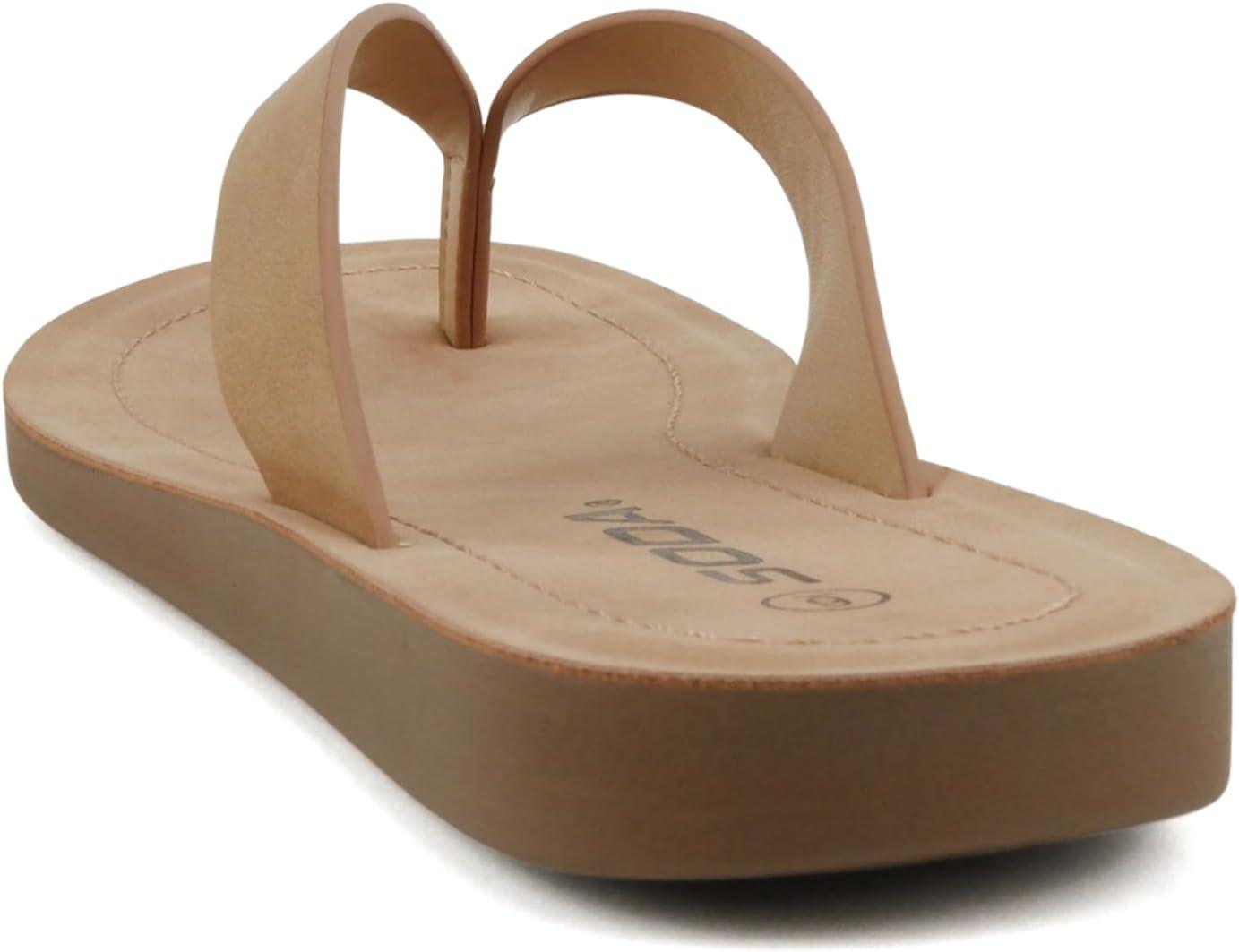 imageSoda Shoes Women Flip Flops Basic Plain Slippers Thongs Sandals Strap Casual Beach EllaSTan