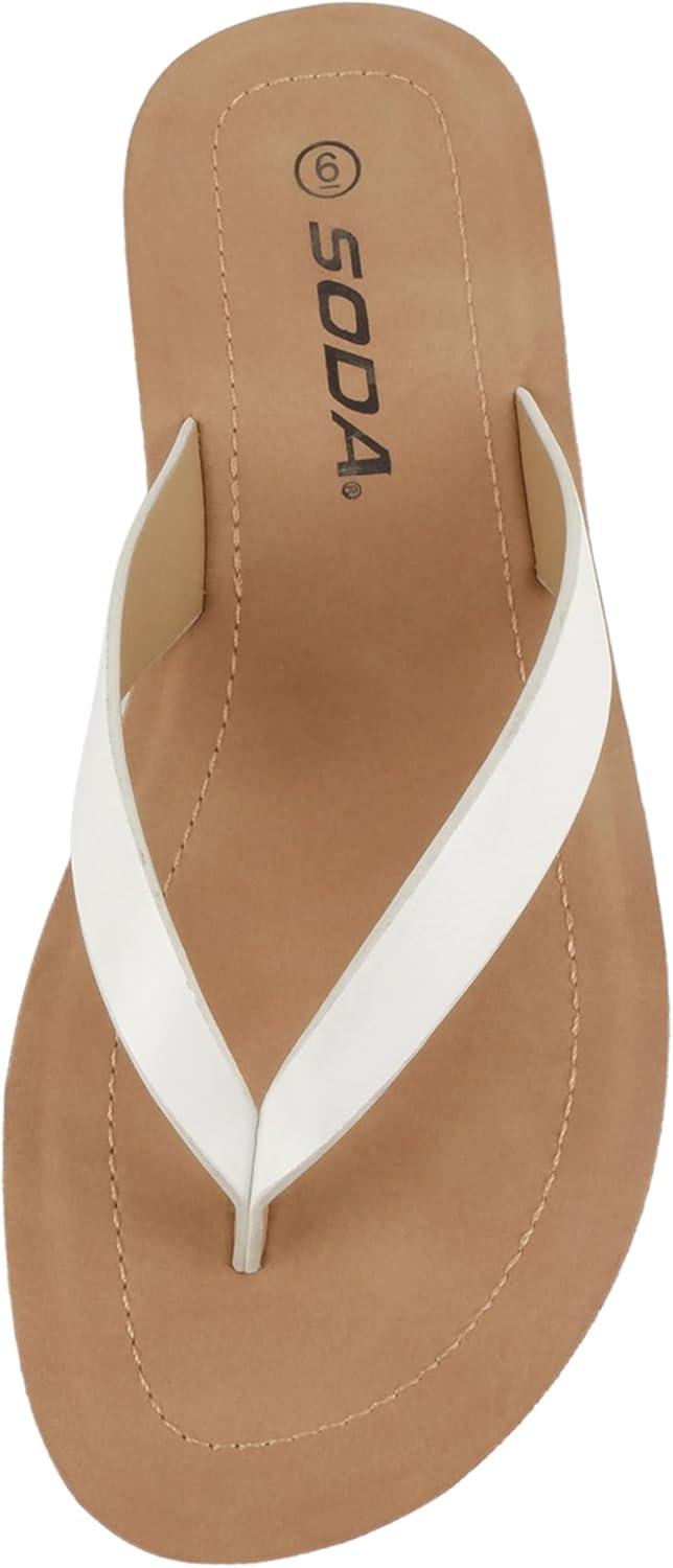 imageSoda Shoes Women Flip Flops Basic Plain Slippers Thongs Sandals Strap Casual Beach EllaSWhite