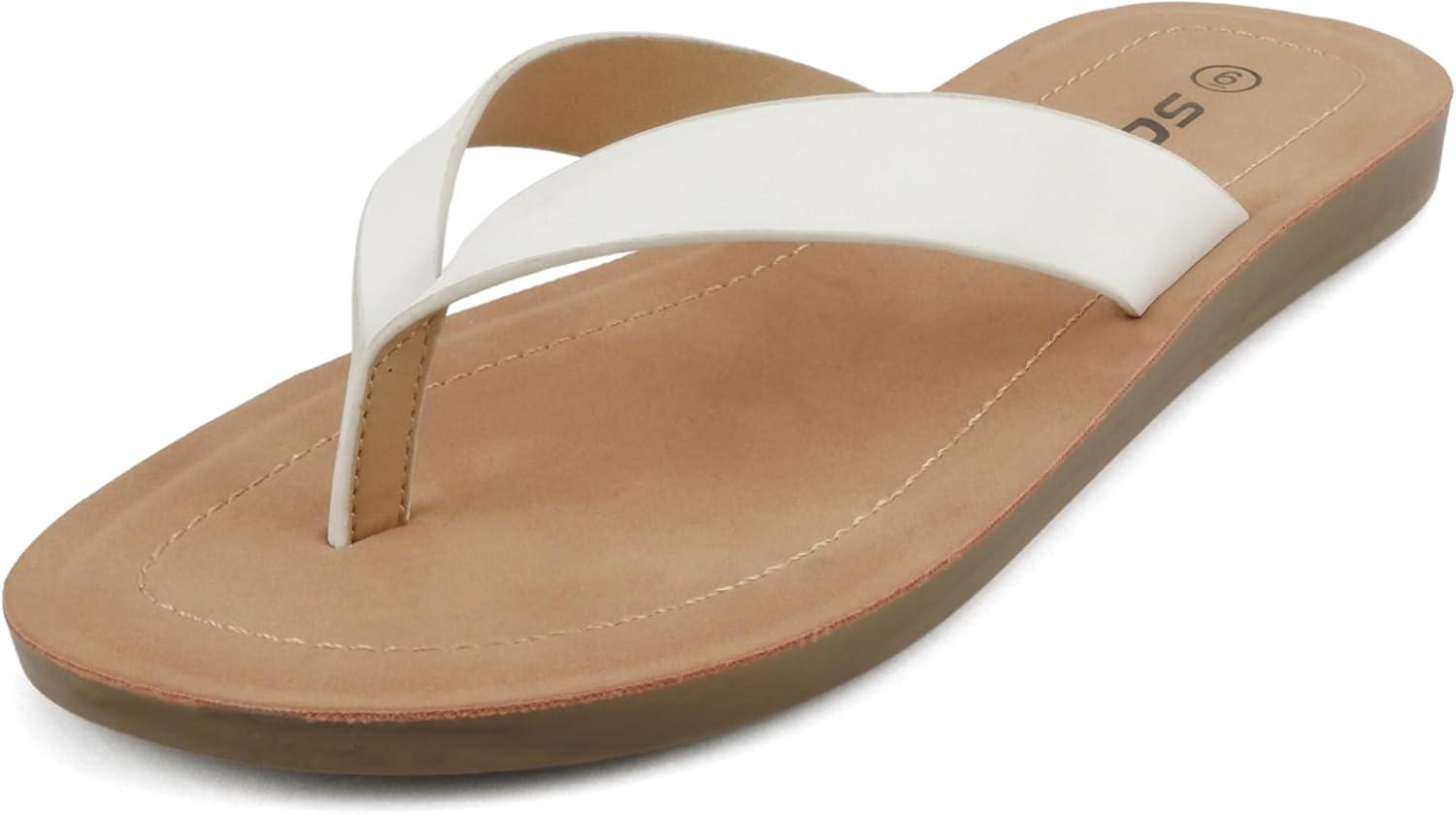 imageSoda Shoes Women Flip Flops Basic Plain Slippers Thongs Sandals Strap Casual Beach EllaSWhite