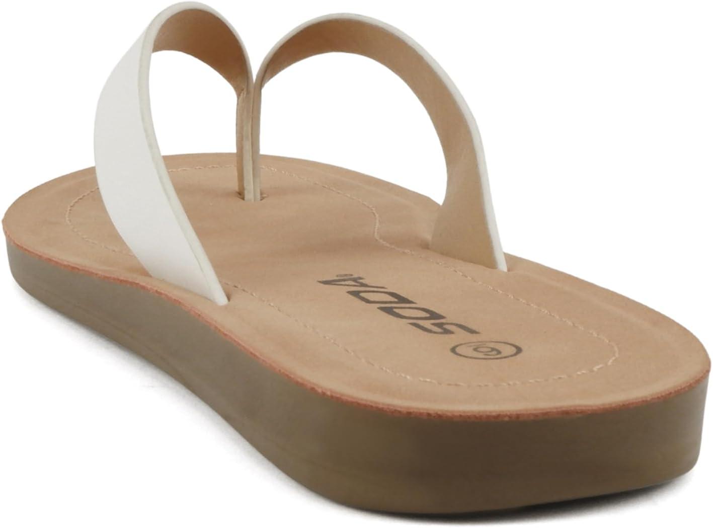 imageSoda Shoes Women Flip Flops Basic Plain Slippers Thongs Sandals Strap Casual Beach EllaSWhite