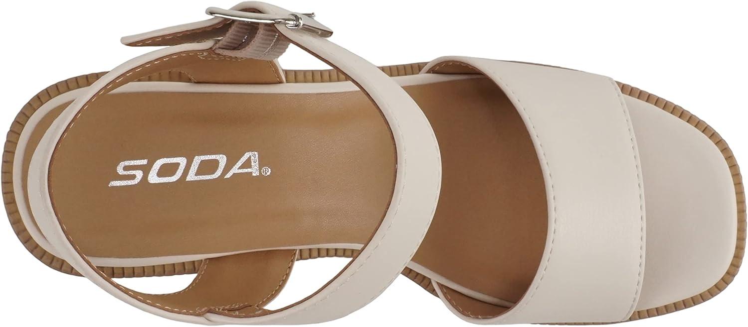 imageSoda TURBO  Women Open Square Toe Single Band Ankle Strap Buckle Platform High Heel Sandal