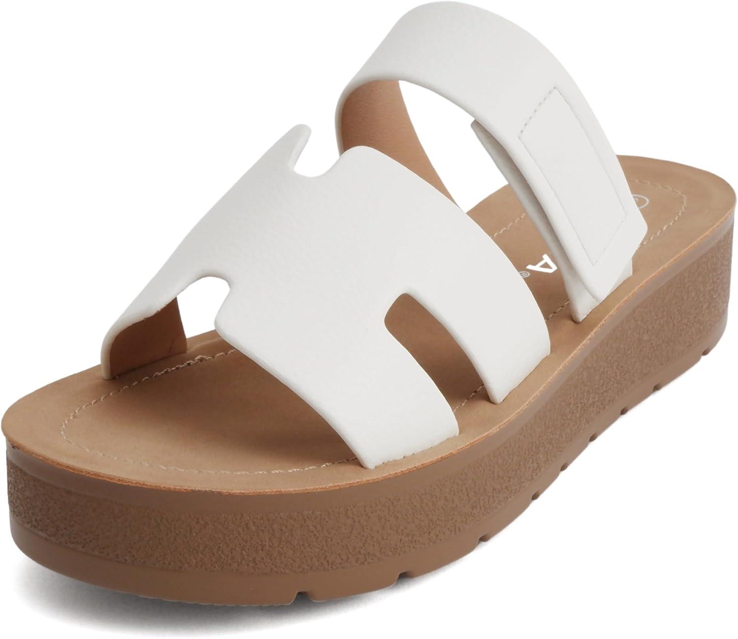 imageSoda Tonya  Women Open Round Toe Double Strap Slide On SandalOff White Pu