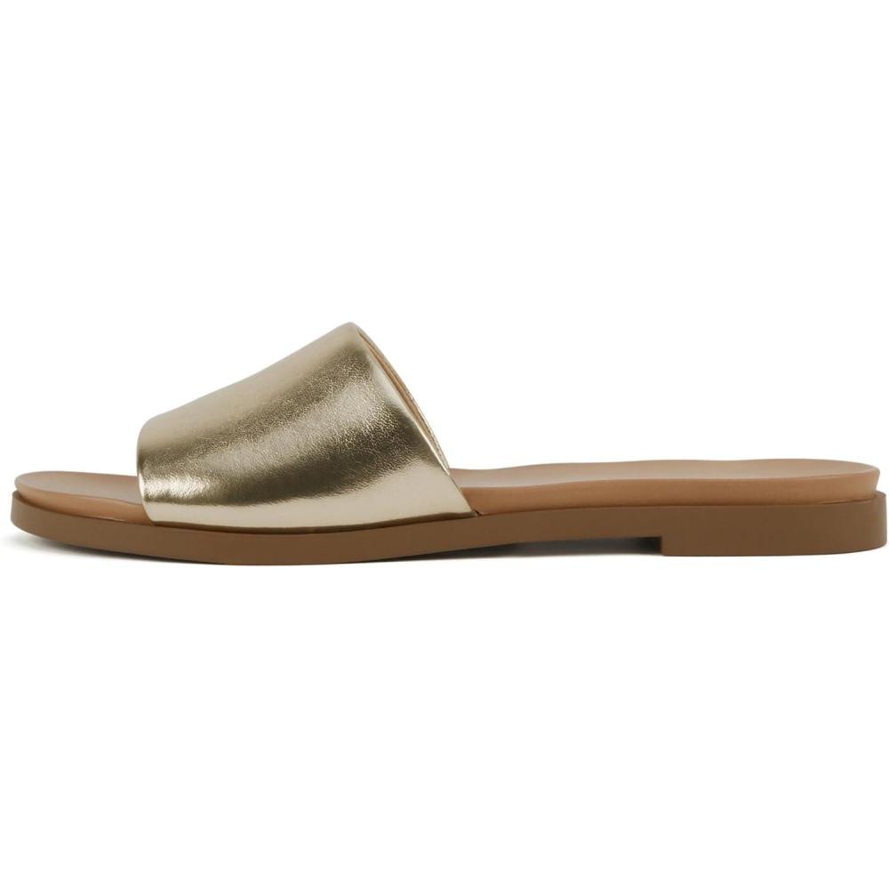 imageSoda Board  Women Open Round Toe Single Band Slide SandalGold