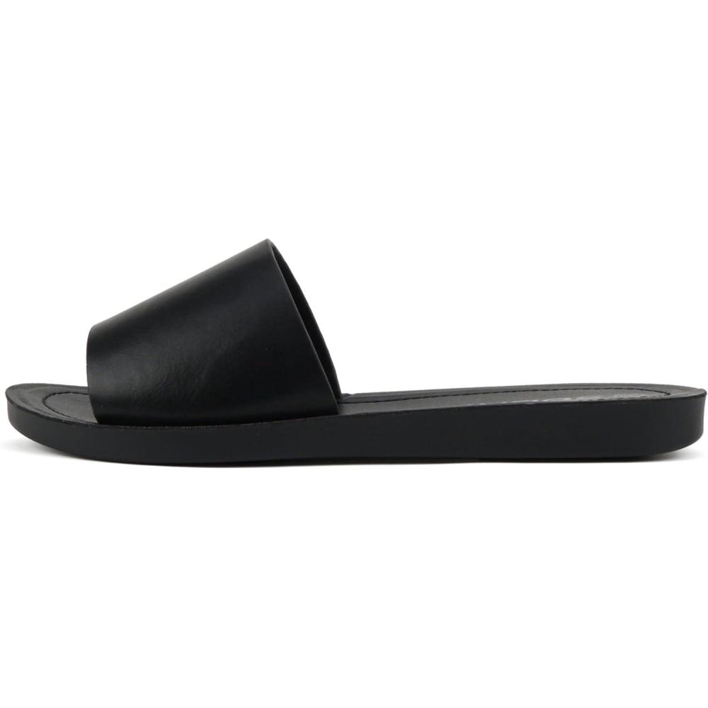imageSoda Shoes EfronS Women Flip Flops Basic Plain Slippers Slip On Sandals Slides Casual Peep Toe BeachAll Black Pu