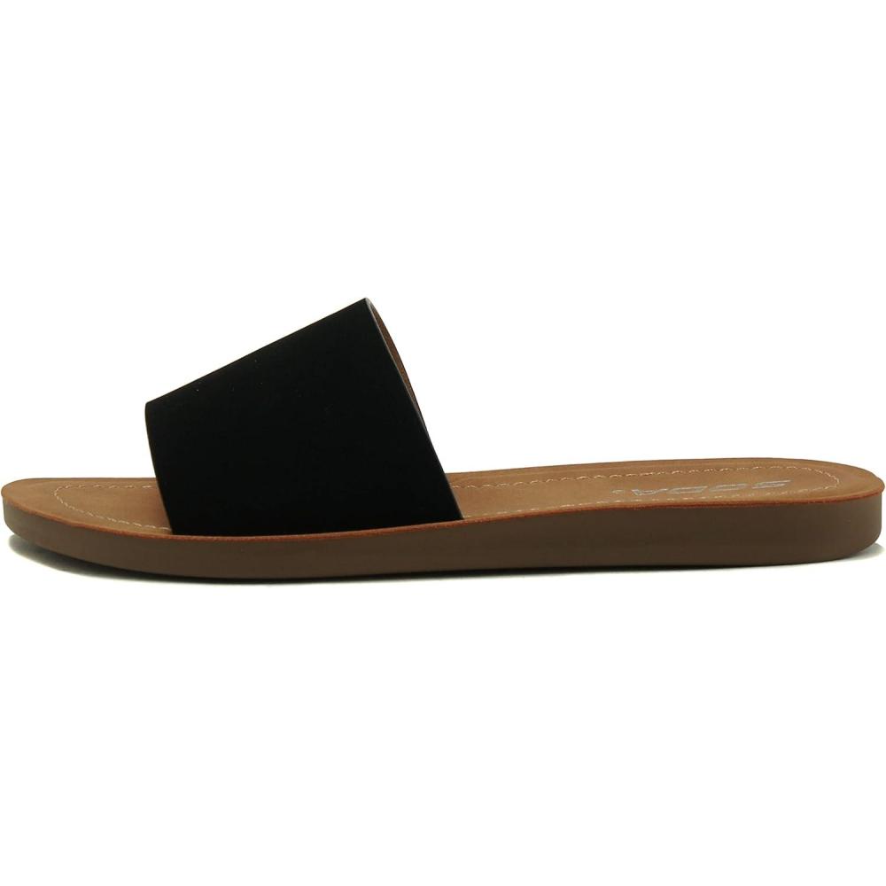imageSoda Shoes EfronS Women Flip Flops Basic Plain Slippers Slip On Sandals Slides Casual Peep Toe BeachBlackefron
