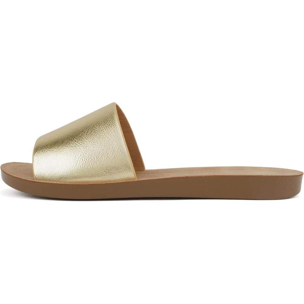 imageSoda Shoes EfronS Women Flip Flops Basic Plain Slippers Slip On Sandals Slides Casual Peep Toe BeachGold