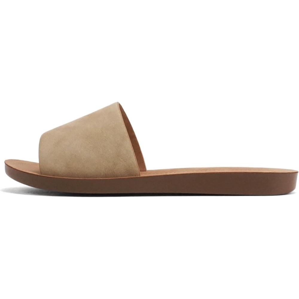 imageSoda Shoes EfronS Women Flip Flops Basic Plain Slippers Slip On Sandals Slides Casual Peep Toe BeachNatural