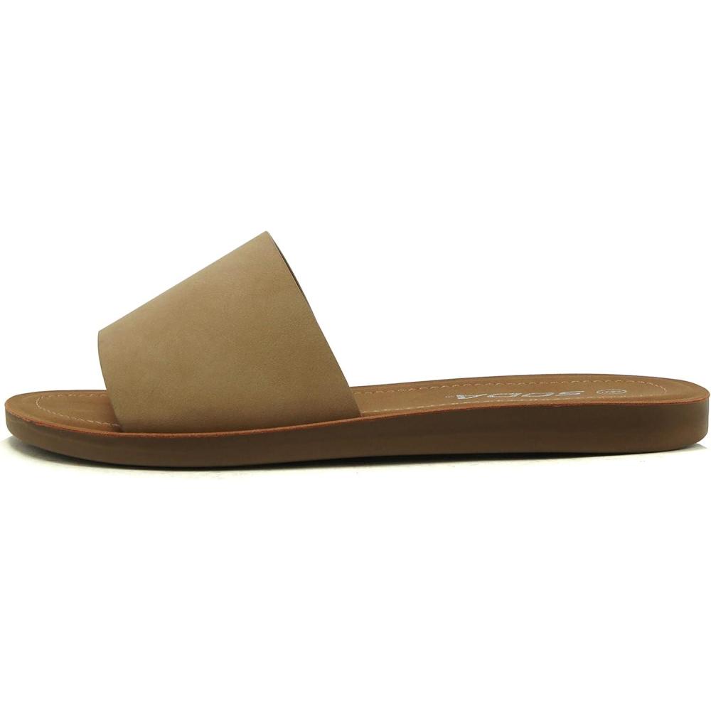 imageSoda Shoes EfronS Women Flip Flops Basic Plain Slippers Slip On Sandals Slides Casual Peep Toe BeachNaturalefron