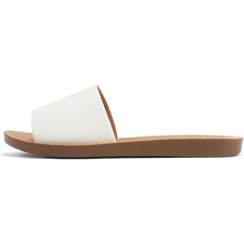 imageSoda Shoes EfronS Women Flip Flops Basic Plain Slippers Slip On Sandals Slides Casual Peep Toe BeachOffwhite