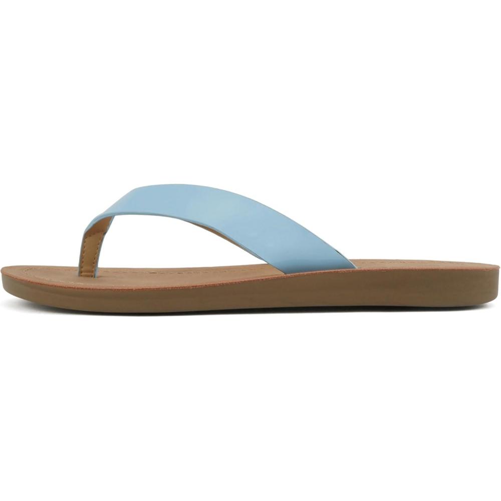 imageSoda Shoes Women Flip Flops Basic Plain Slippers Thongs Sandals Strap Casual Beach EllaSBlue Patent