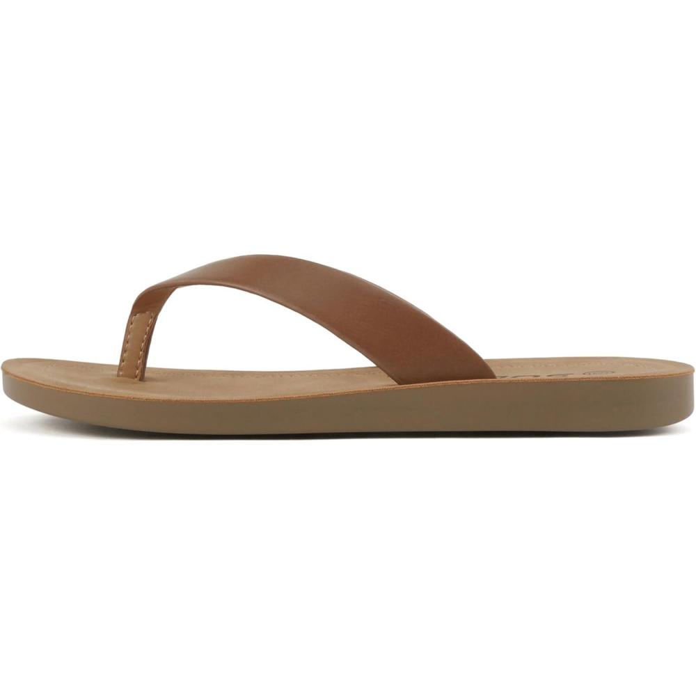 imageSoda Shoes Women Flip Flops Basic Plain Slippers Thongs Sandals Strap Casual Beach EllaSCognac
