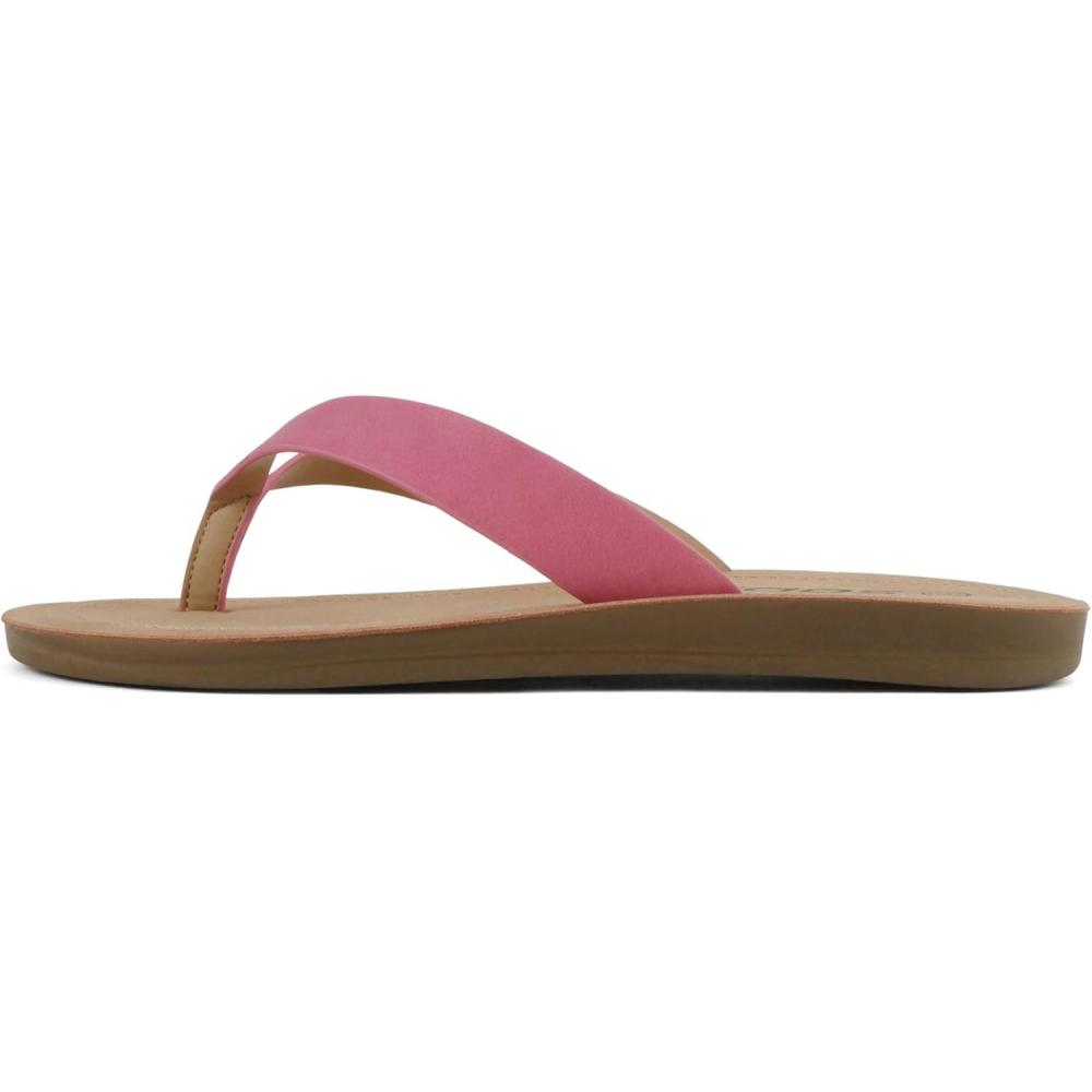 imageSoda Shoes Women Flip Flops Basic Plain Slippers Thongs Sandals Strap Casual Beach EllaSFuchsia
