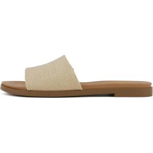 Soda “Board” ~ Women Open Round Toe Single Band Slide Sandal(Natural Raffia)