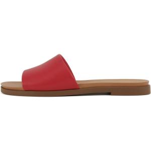 Soda “Board” ~ Women Open Round Toe Single Band Slide Sandal(Red Pu)
