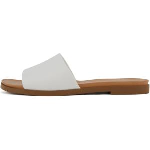 Soda “Board” ~ Women Open Round Toe Single Band Slide Sandal(White Pu)