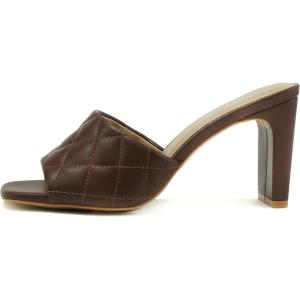 Soda JITTER ~ Women Slip On Flat Heel Squared Toe Diamond Quilted Fashion Sandal