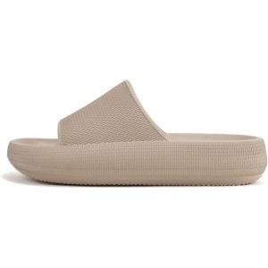 Soda “MARSHMALLOW” ~ Women Feather Recovery Slide Open Toe Lightweight Comfort Cushion Sandal(Cream Eva)