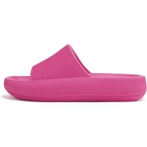 Soda “MARSHMALLOW” ~ Women Feather Recovery Slide Open Toe Lightweight Comfort Cushion Sandal(Hot Pink Eva)