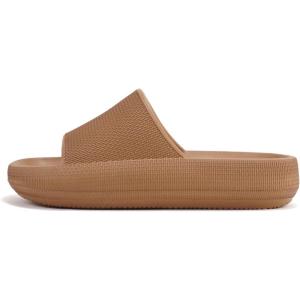 Soda “MARSHMALLOW” ~ Women Feather Recovery Slide Open Toe Lightweight Comfort Cushion Sandal(Natural Eva)