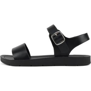 Soda PLENTY ~ Women’s Strappy Ankle Wrap Buckle Fashion Flat Sandals(All Black)