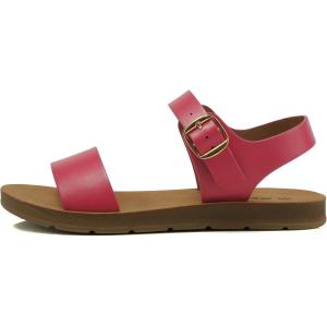 Soda PLENTY ~ Women’s Strappy Ankle Wrap Buckle Fashion Flat Sandals(Brt-pink Pu)