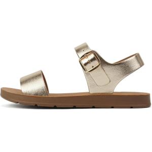 Soda PLENTY ~ Women’s Strappy Ankle Wrap Buckle Fashion Flat Sandals(Gold)