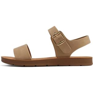 Soda PLENTY ~ Women’s Strappy Ankle Wrap Buckle Fashion Flat Sandals(Natural Nubuck)