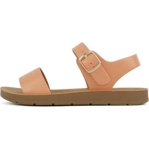 Soda PLENTY ~ Women’s Strappy Ankle Wrap Buckle Fashion Flat Sandals(Orange Pu)