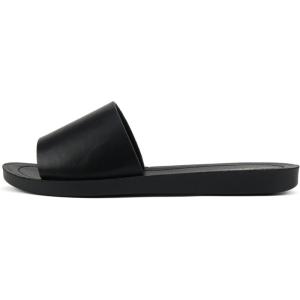 Soda Shoes Efron-S Women Flip Flops Basic Plain Slippers Slip On Sandals Slides Casual Peep Toe Beach(All Black Pu)