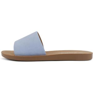 Soda Shoes Efron-S Women Flip Flops Basic Plain Slippers Slip On Sandals Slides Casual Peep Toe Beach(Blue Nubuck)