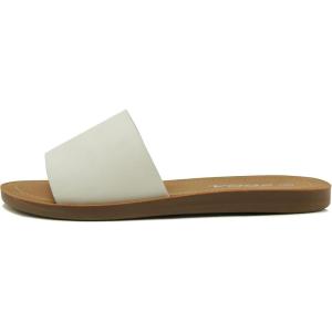 Soda Shoes Efron-S Women Flip Flops Basic Plain Slippers Slip On Sandals Slides Casual Peep Toe Beach(Off White-efron)