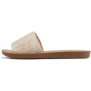 Soda Shoes Efron-S Women Flip Flops Basic Plain Slippers Slip On Sandals Slides Casual Peep Toe Beach(Raffia Nude)