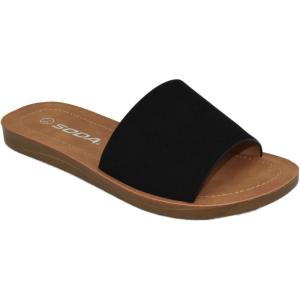Soda Shoes Women Flip Flops Basic Plain Slippers Thongs Sandals Strap Casual Beach Ella-S(Black Nbpu)