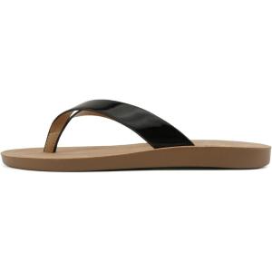 Soda Shoes Women Flip Flops Basic Plain Slippers Thongs Sandals Strap Casual Beach Ella-S(Black Patent)