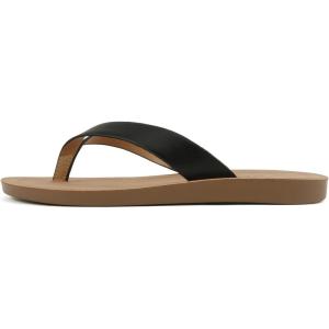 Soda Shoes Women Flip Flops Basic Plain Slippers Thongs Sandals Strap Casual Beach Ella-S(Black Pu)