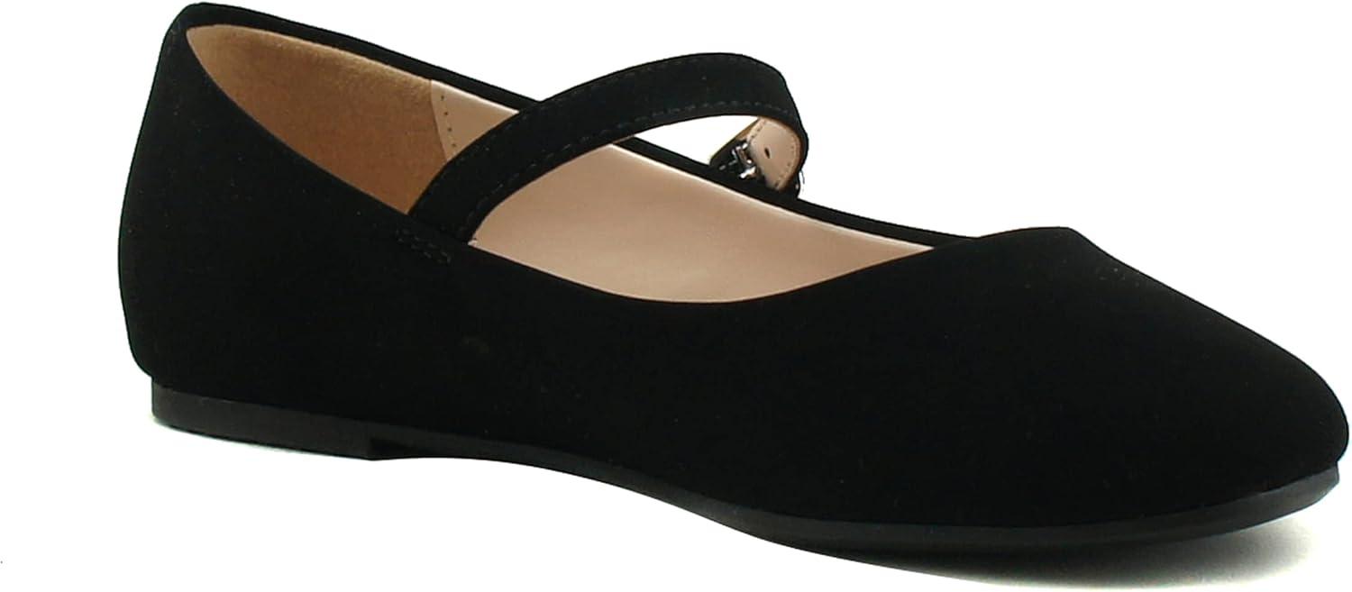 imageSoda Hookup2 KidsChildrenGirls Fashion Classic Mary Jane Flat Rounded Ballet ShoesBlack Nubuck