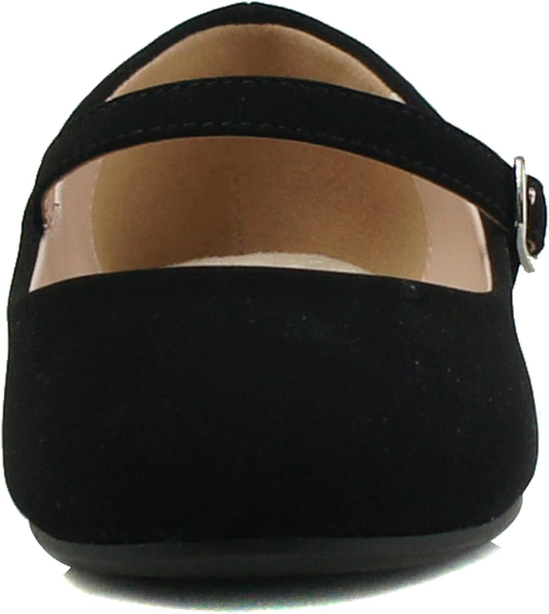 imageSoda Hookup2 KidsChildrenGirls Fashion Classic Mary Jane Flat Rounded Ballet ShoesBlack Nubuck
