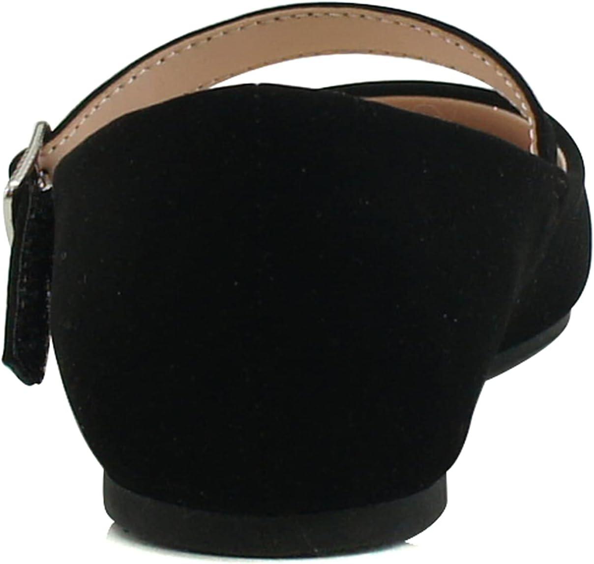 imageSoda Hookup2 KidsChildrenGirls Fashion Classic Mary Jane Flat Rounded Ballet ShoesBlack Nubuck