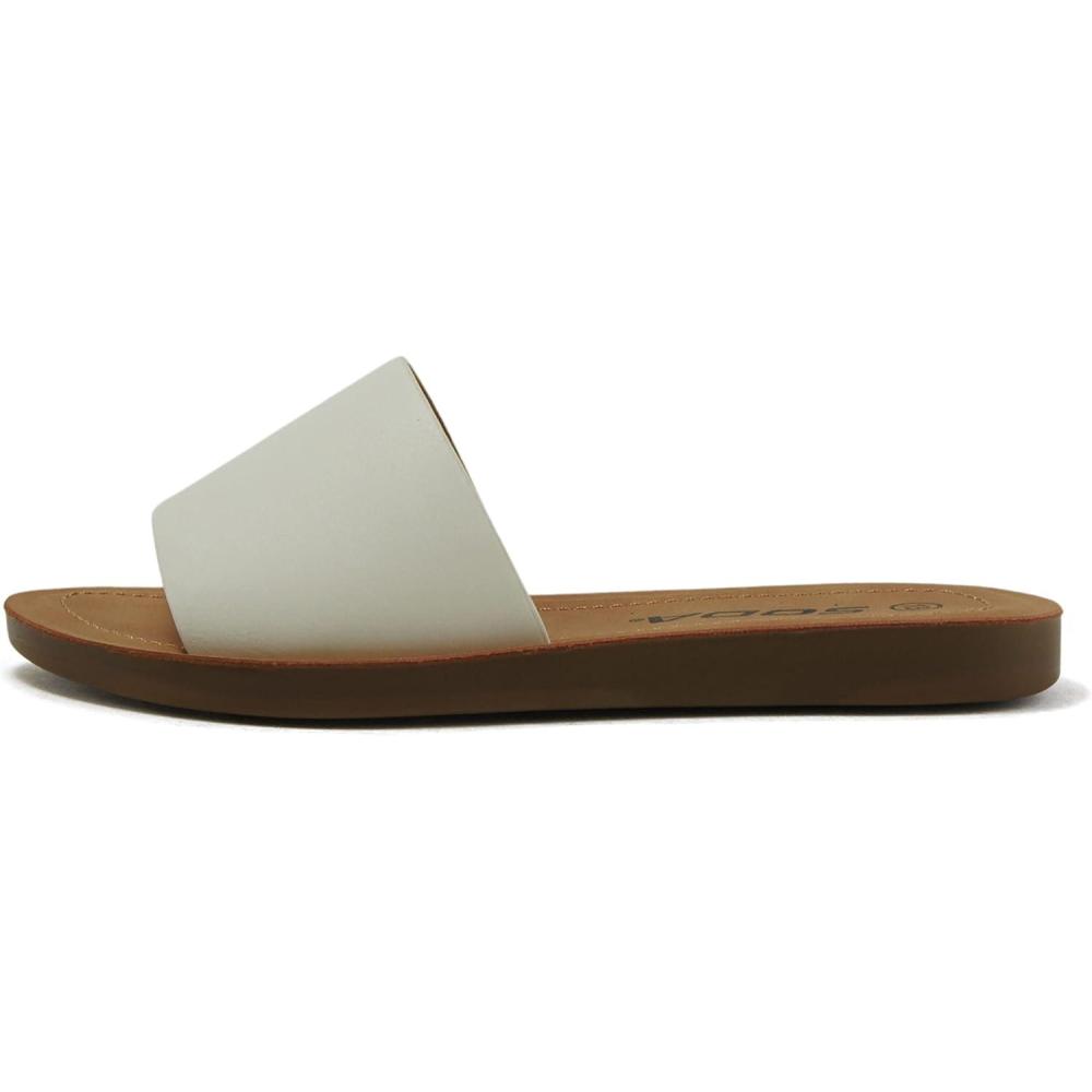 imageSoda EFRON2 Little Kid Children Girls Toddler Casual Comfort One Band Fashion Slip on Slide Flip Flop Flat SandalsWhite Pu