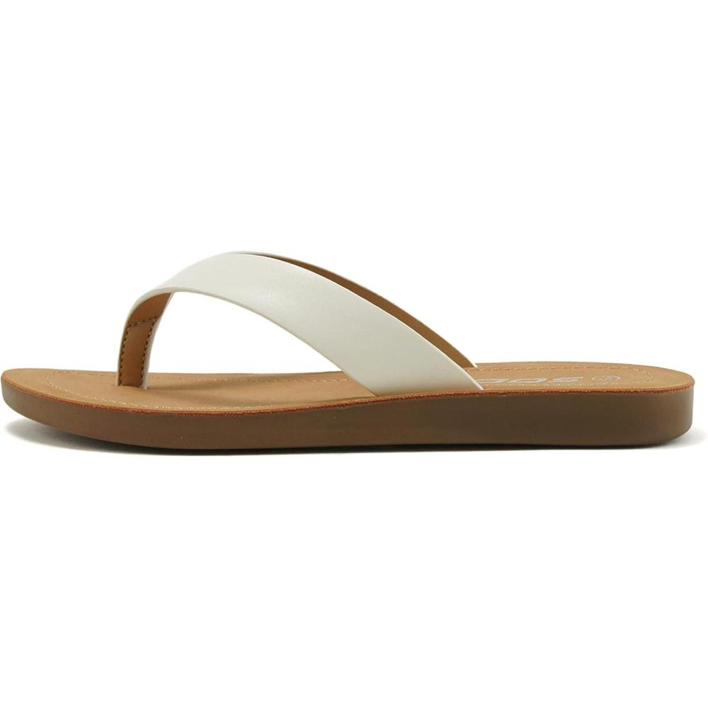 imageSoda ELLA2 KidsChildrenGirls Casual Comfort Flip Flop Fashion Slide Flat Thong SandalsWhite Pu