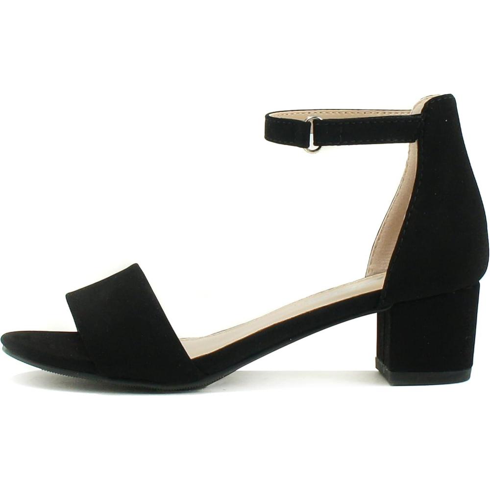 imageSoda KidsChildrenGirls KICK2 Wide band Comfortable Sole with Velcor Ankle Strap Block Heel Counter Back Fashion Sandals ShoesBlack Nubuck