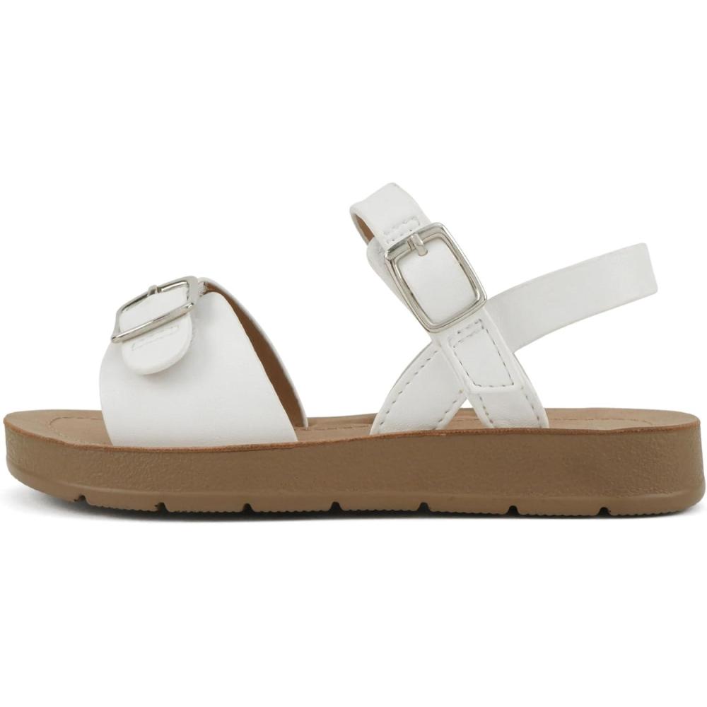 imageSoda Walda2q  Little KidsChildrenGirls Open Toe Multi Buckled Strap Slide SandalWhite Pu