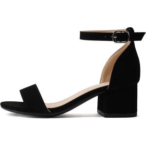 Soda “COY-2” ~ Little Kids/Children/Girls Open Toe Closed Back Counter Low Block Heeled Sandals with Adjustable Ankle Strap(Black Nubuck)
