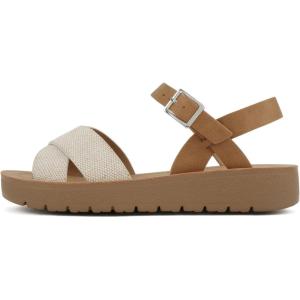 Soda “Chester-2” ~ Little Kids/Children/Girls Open Toe Crisscross Band Flat Sandal(Beige/Tan Nubuck)
