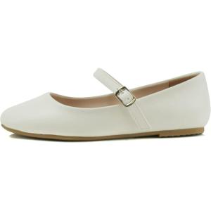 Soda Hookup-2 Kids/Children/Girls Fashion Classic Mary Jane Flat Rounded Ballet Shoes(White Pu)